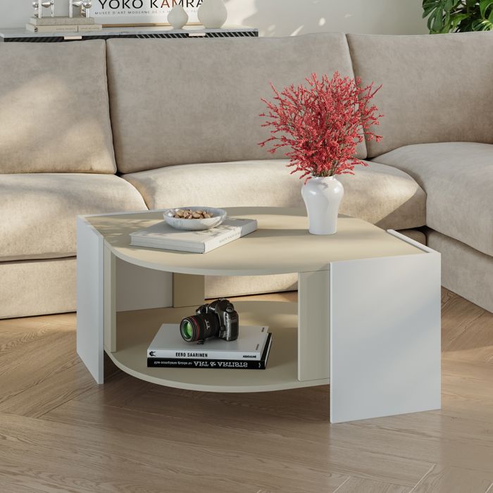 Table basse Klipsari 75 x 75 x 40 cm sable blanc