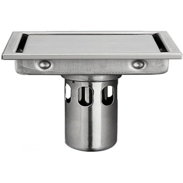 Bonde de douche - JIANGZHA - Carrée - Acier inoxydable 304 - 11 cm - Cache-bonde amovible