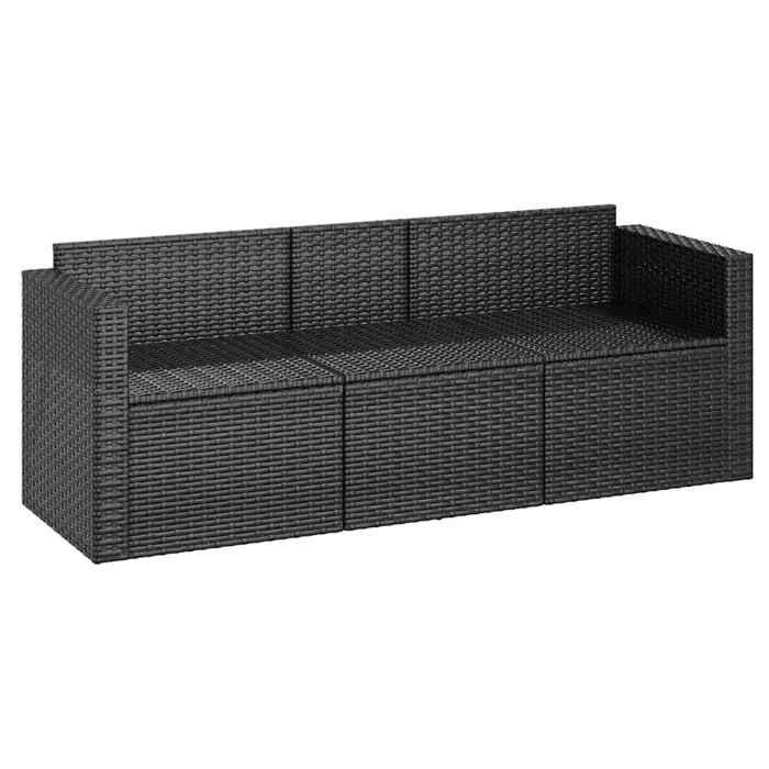 Noir Canapé dextérieur/jardin - SARAZYJ - Canapé de jardin - à 3 places - avec coussins - noir - résine tressée Hot69932483