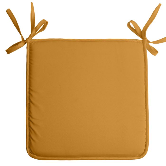 Galette de chaise unie aux multiples couleurs Jaune Curry 38x38 cm Galette de chaise unie aux multiples couleurs Jaune Curry 38x38 cm