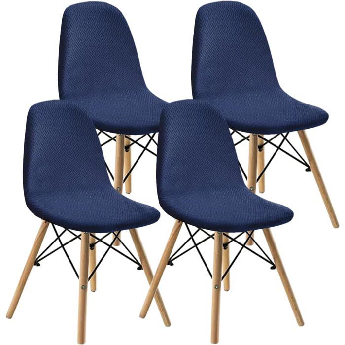 XJYDNCG 4Pcs Housse de Chaise Scandinave de Salle à Manger Élastique - Bleu Foncé