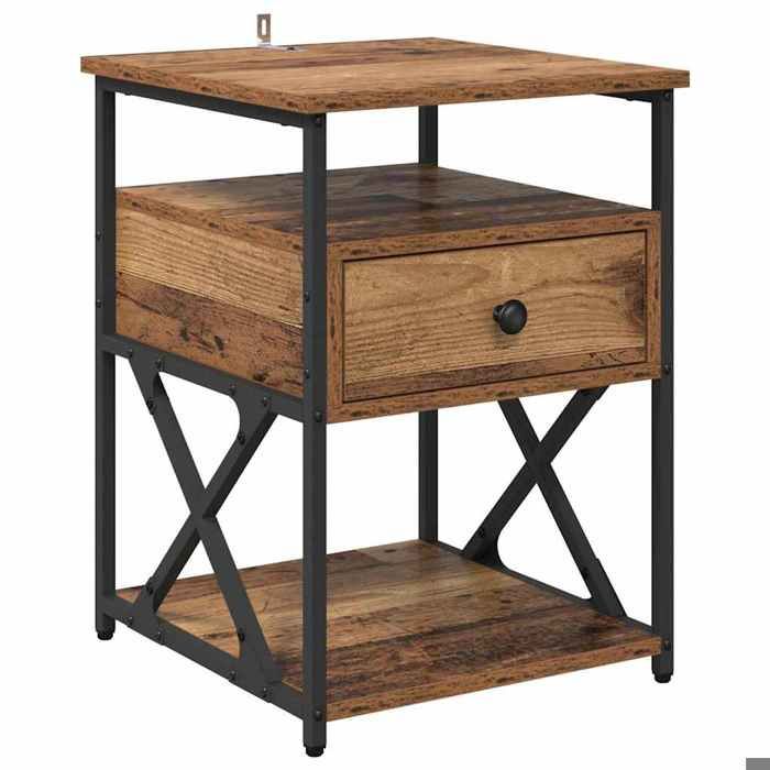 En solde Cabinet de chevet(1 pc) - UU - Armoire/Table de lit - Bois ancien 40x42x55 cm Bois dingénierie L5172