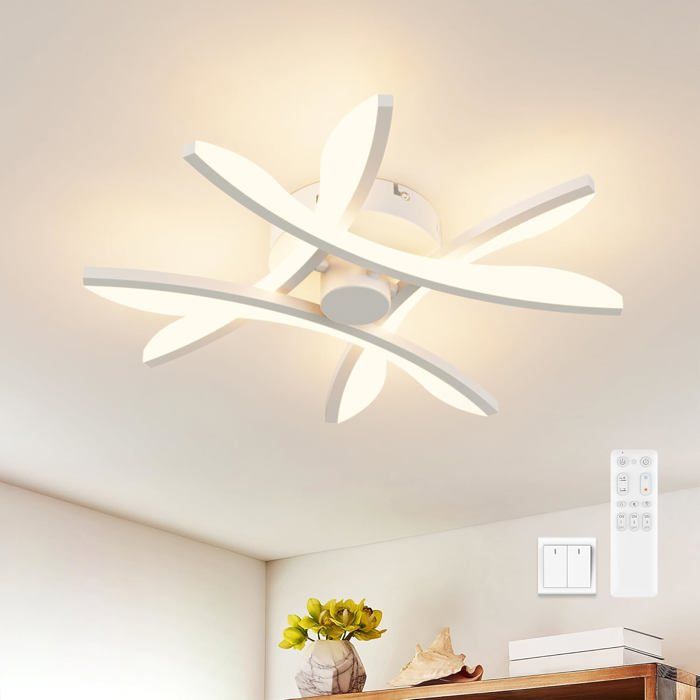 Plafonnier LED dimmable-KAL-Plafonnier LED 28W Dimmable Veilleuse 3000K-6000K Télécommande Salon Chambre Cuisine Couloir