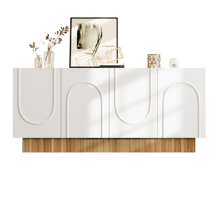Buffet 160×75×38 cm à 4 portes espace de rangement et structure Rangement élégant pour le salon et la salle à manger