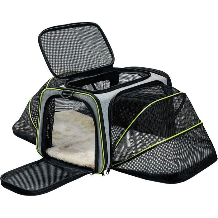 Sac de transport pour chat et petit chien – Matelas pneumatique amovible – Dimensions 40x25x25cm–Couleur gris-15lbs