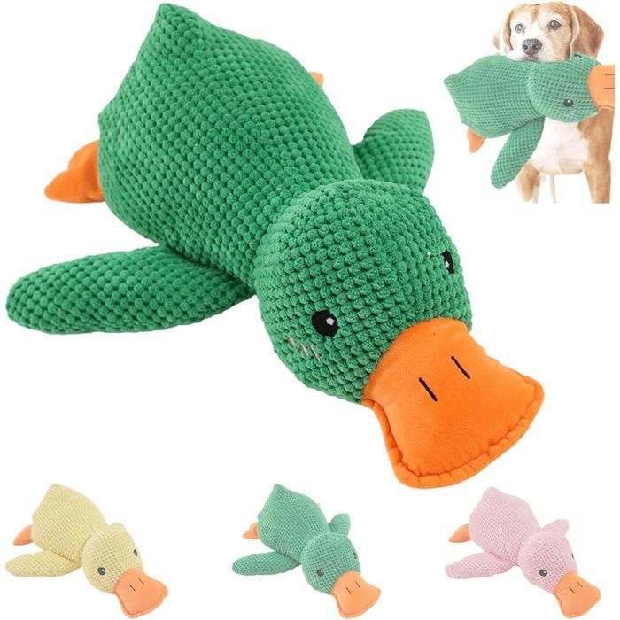 Jouet apaisant pour chien - JZSH - Forme de canard - Son réaliste de charlatan - Texture en treillis dananas