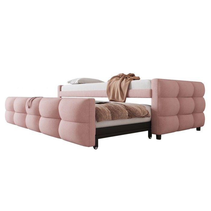 Canapé Lit Extensible 90/180x190cm-Rose-Velours-Sommier Lattes-Simple/Double-Salon Chambre (sans Matelas) Canapé Lit Extensible 90/180x190cm-Rose-Velours-Sommier Lattes-Simple/Double-Salon Chambre (sans Matelas)