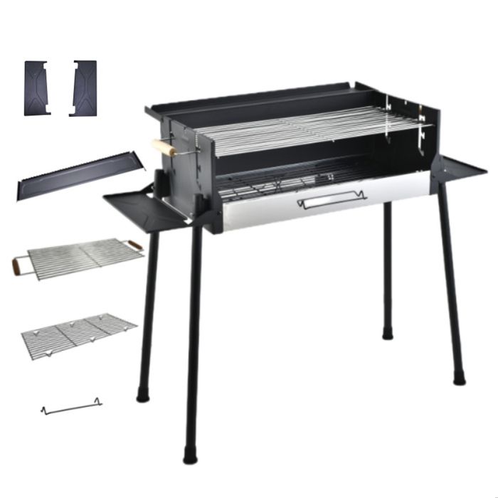 Barbecue pliable en métal robuste grand format avec rangement intégré et réglage de température pour camping et pique-nique
