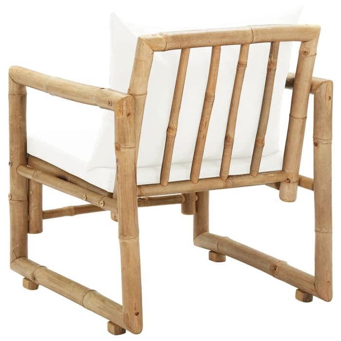 Chaises de jardin - (lot de 2) - Meuble de Siège - avec coussins et oreillers Bambou CC1927