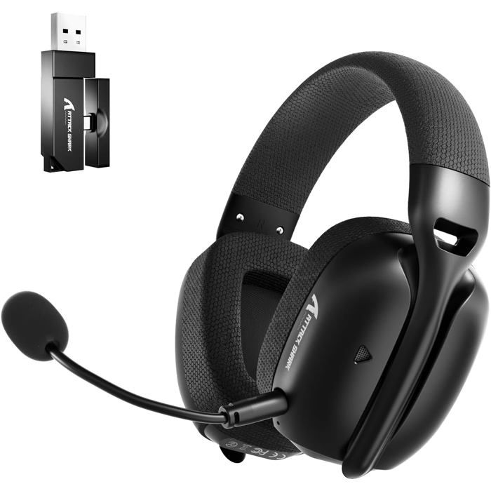 Casque Gaming Sans Fil Double Microphone Réglable Son Surround 3D Léger Avec 20Ms Latence Ultra-Faible Drivers 40MmNoir
