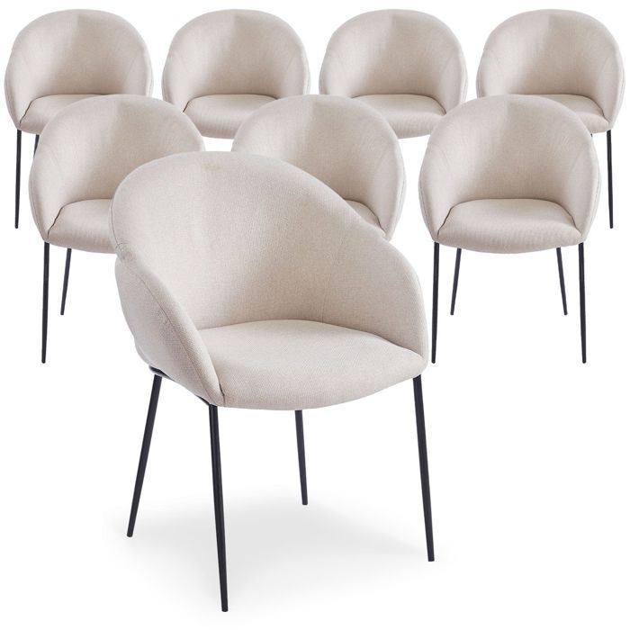 MENZZO Lot de 8 chaises design enveloppant Ingrid Tissu beige - Chaises Salle À Manger MENZZO Lot de 8 chaises design enveloppant Ingrid Tissu beige - Chaises Salle À Manger