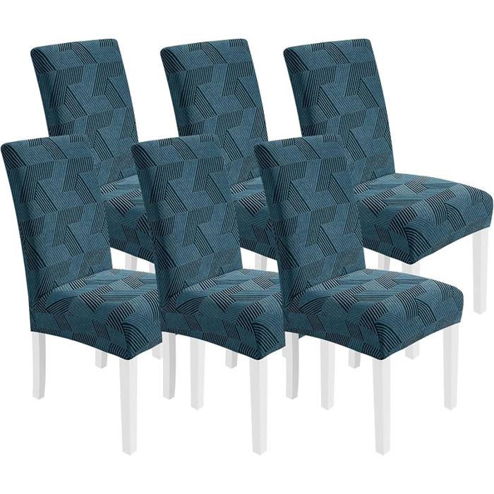 CYCO Housse De Chaise Salle À Manger 6 Pièces Housse De Chaise Extensible Universel Doux Confortable 6 Pièces Bleu Paon