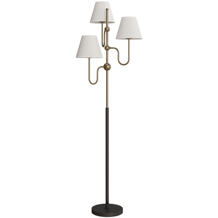 LIA Lampe de sol haute 165 cm avec 3 points lumineux et interrupteur à pédale culot E27 max 40 W or