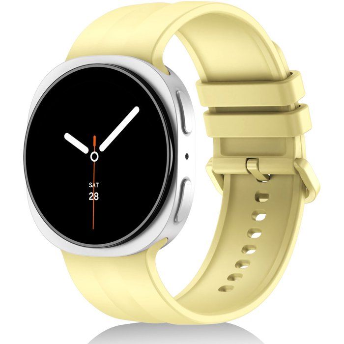 Stravo Bracelet montre silicone sport compatible Galaxy Watch 9 40/44 mm Watch 8 40/44 mm Classic 46 mm – M/L – Jaune