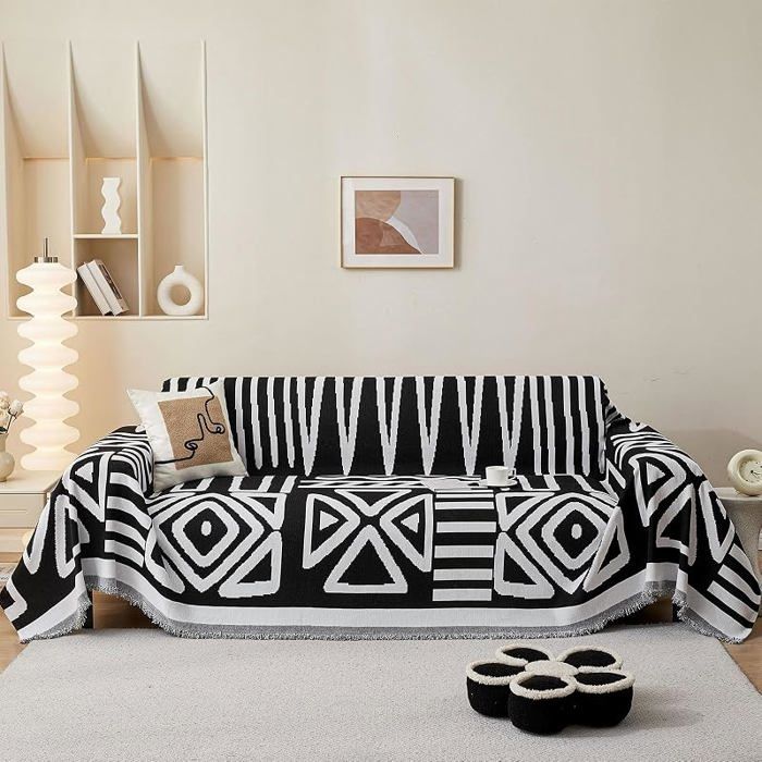 Housse de Canapé 1 2 3 4 Pces en Forme de L angle Protege CanapeProtection Canape Chat Grand:180*260cm Bohème N HOUSSE DE FAUTEUIL