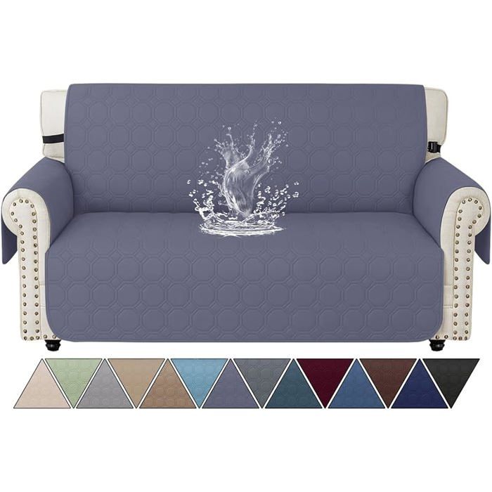 Housse De Canapé Imperméable 2 Pces avec AccoudoirsUniverselle Protege Canape avec Poches 2 Pces(110 145cm) Ble HOUSSE DE FAUTEUIL