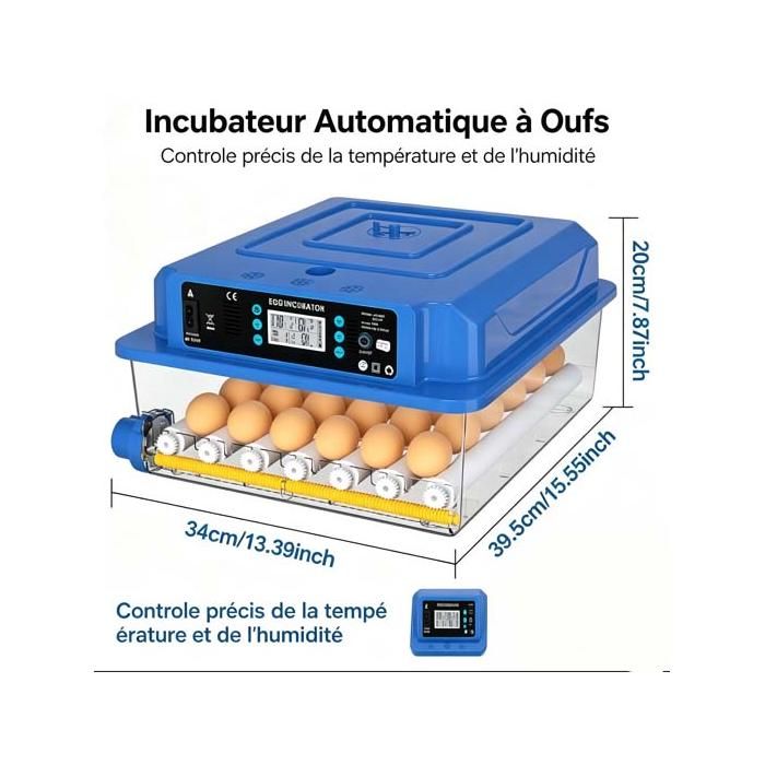 Incubateur d’Œufs Automatique 36 Œufs – Écran Tactile Couleur – Double Alimentation – Lampe de Mirage – 10-40°C