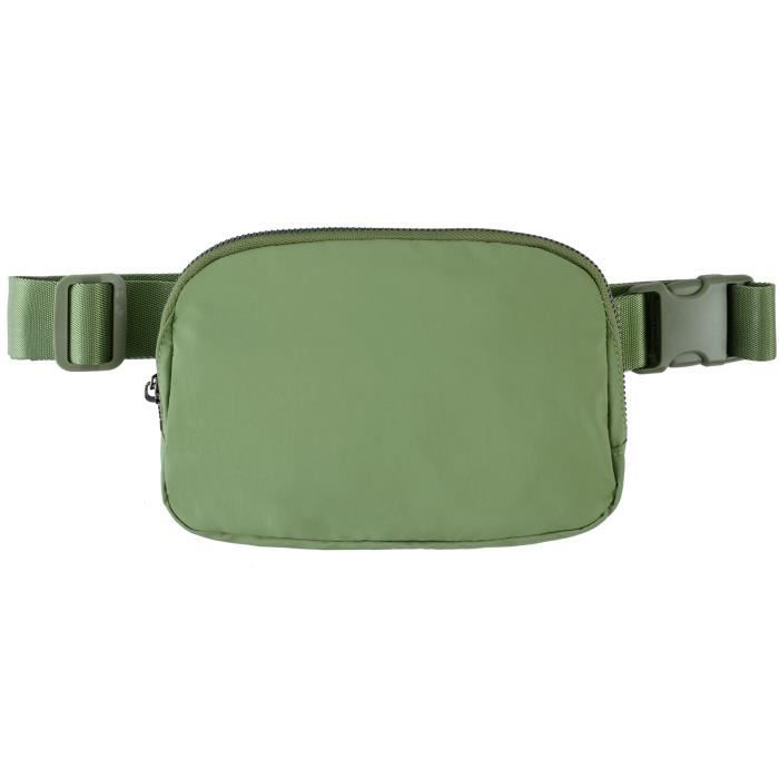 Sac banane Adulte Homme-Femme Nylon Casual Multipoches Imperméable Couleur unie Vert