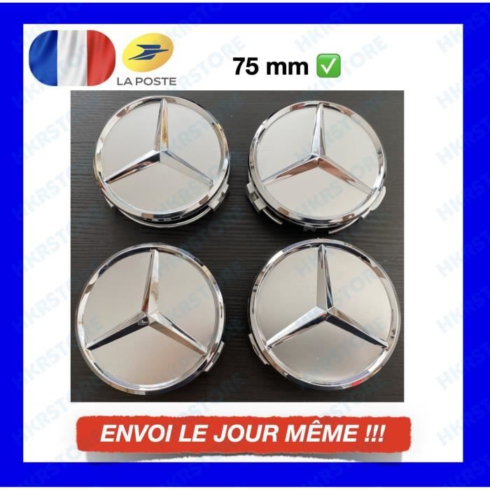 4 Centre De Roue Pour Mercedes Logo Gris Jante Cache Moyeu Insigne 75mm