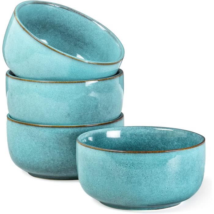Artena Lot de 4 grands bols à pâtes de 1,4 l – Assiettes de 24 cm en céramique blanche pour cuisine, bol à soupe peu profond en relief – Passe au micro-ondes