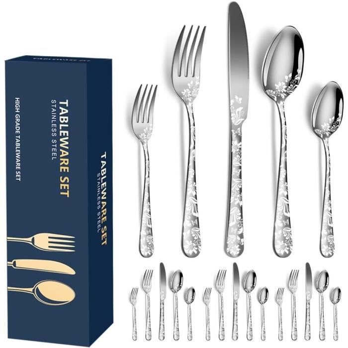 Acheter Ensemble de couverts arc-en-ciel 20 pièces en acier inoxydable 18/10, fourchette, couteau, cuillère, service de table, argenterie mate, service pour 4 personnes