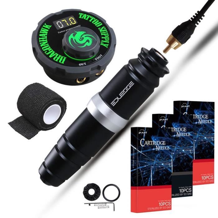 Dragonhawk Essence Rotary Tattoo Machine Pen Kit Power Supply 30pcs
