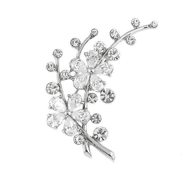 Broche Fleur Strass Cristal Pour Femmes - Diamètre 3,8 Cm - Idéal Pour Mariage, Soirée, Cadeau - Plaqué Or/argent Hypoallergénique - 12