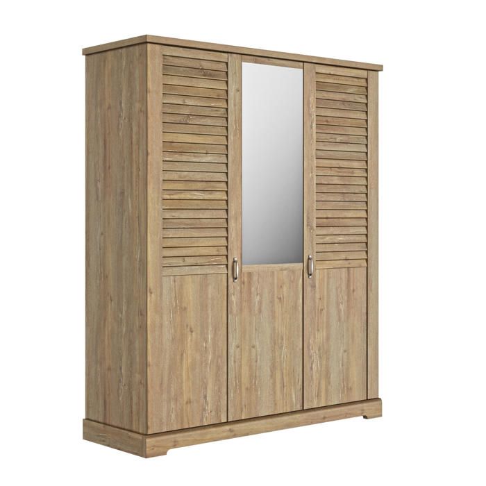 Armoire - Gami - Wanda - 3 portes - miroir - châtaignier marron Armoire - Gami - Wanda - 3 portes - miroir - châtaignier marron