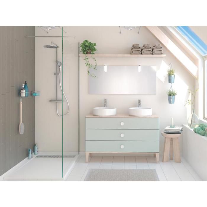 ONDEE ZEN Meuble de salle de bain à poser NEMOO plan à poser - L120cm - Vert deau - Laqué