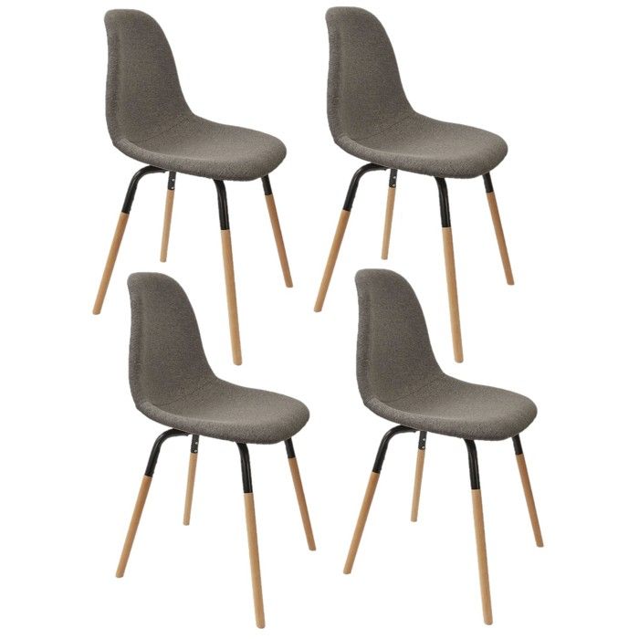 Toilinux - Lot de 4 Chaises scandinave Phenix en tissu et métal - Gris Toilinux - Lot de 4 Chaises scandinave Phenix en tissu et métal - Gris