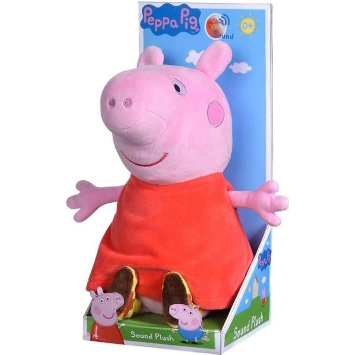 Figurine en peluche - Peppa Pig - Peppa avec son - 25 cm - 100% polyester - Mixte