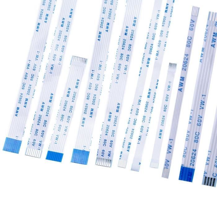 10 Câbles Plats FFC/FPC 0.5mm Pas - 200mm, 45MN, 80C, 60V, VW-1