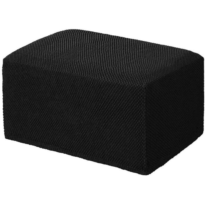 Housse De Pouf En Tissu Élastique Protecteur Spandex Élastique Rectangle Repose-pieds Canapé Housse Repose-pied Meubles Noir
