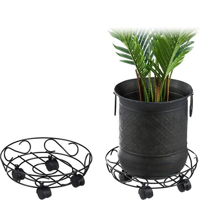 Support Roulant Pour Plantes Skelang - 2 Pièces 30cm - Capacité 56kg - Roues Avec Freins - Brun