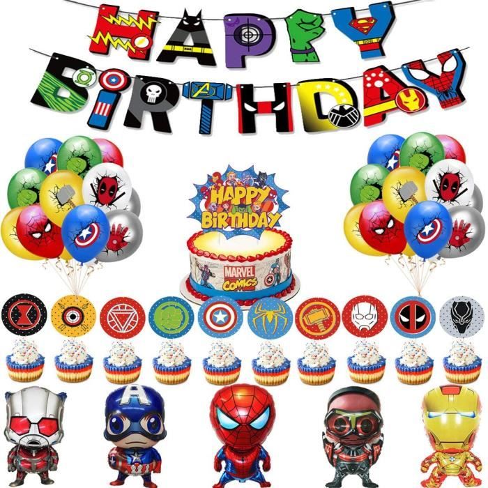 Lanwangji Decoration De Fete D Anniversaire De Super Heros Banniere De Joyeux Anniversaire Avengers Ballon En Aluminium Superher551 Cdiscount Maison