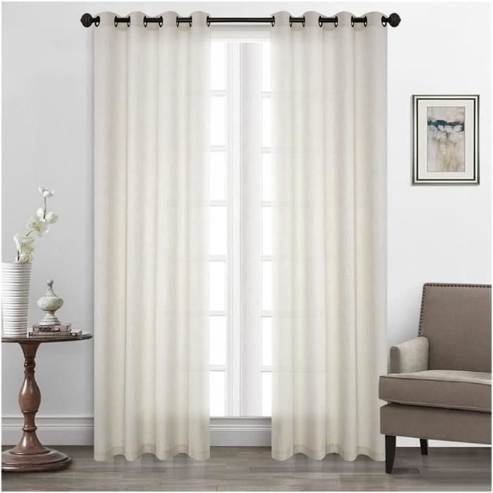 Voilage Lin Soleil D'Ocre 70x200 Cm Naturel – Élégance Authentique Pour Porte-Fenêtre