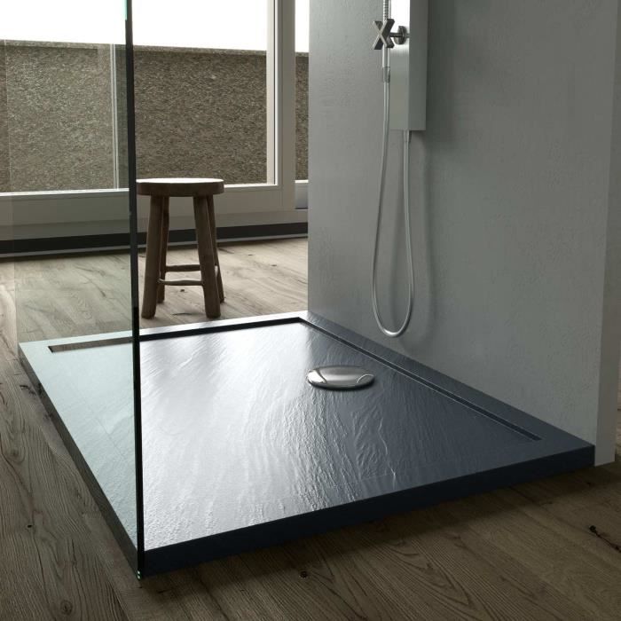 Receveur de douche rectangle acrylique Solid UltraSlim - Anthracite - 90x120x4 cm