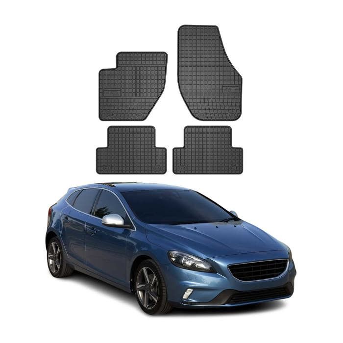 MOTOS Tapis de sol caoutchouc pour Volvo V40 II 2012-2019 Améliorez Votre Confort de Voyage avec Le tapis noir antidérapant Auto 3D- tapis voiture Tous Temps pour Voiture, Protection Contre