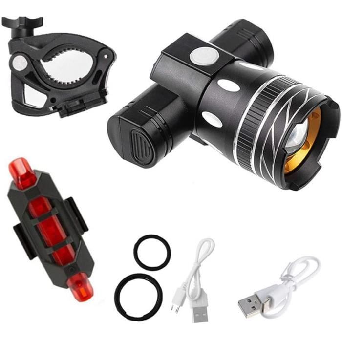 Kit Feux Vélo Avant Et Arrière - LED Puissantes Étanches, Rechargeable USB-C - Pour Cyclisme Urbain Et Route - 8