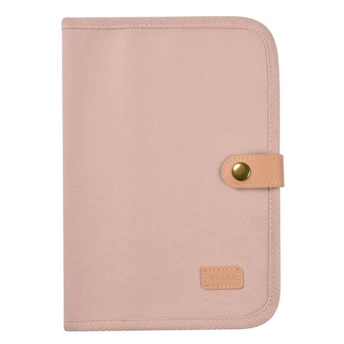 BEABA, Protège carnet de santé canvas rose poudré