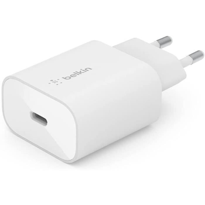 Belkin Chargeur secteur BoostCharge 25 W avec PPS (USB-C Power Delivery, recharge rapide pour iPhone, Samsung, Galaxy Tab, iP