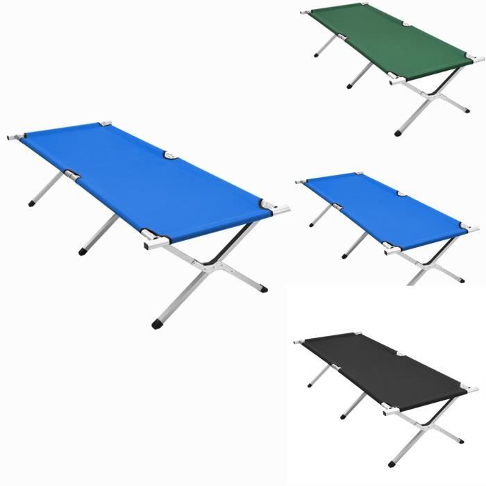 Lit De Camp Avec Sac De Transport Lit Camping Pliable Lit D'invité Lit D'extérieur En Aluminium