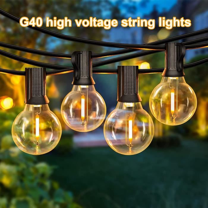 Guirlande Lumineuse Extérieure LED Guinguette 15M - BLEOSAN - 25 Ampoules  G40 Plastique IP44 Étanche - Cdiscount Maison