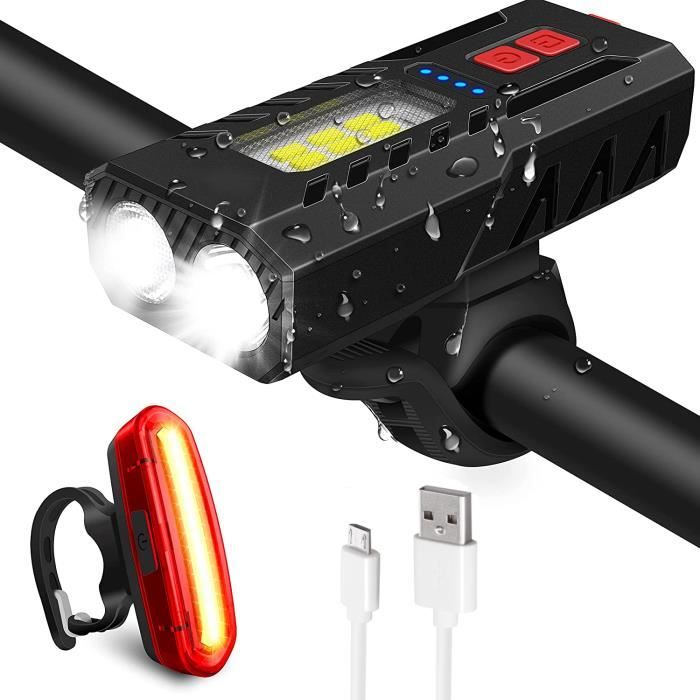 Éclairage Vélo, 4000mAh, Ensemble Lumière LED Puissante USB Rechargeable Etanche, 5 Modes Phare de Vélo,pour Cyclysme VTT, VTC etc