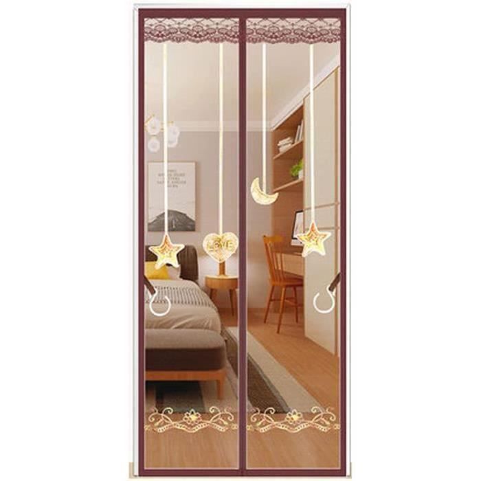 MagnéTique Moustiquaire Porte Fermeture Automatique Rideau De Porte Animaux AcceptéS Pour Porte D Entrée Intérieur/Patio 155 X 230 Cm Marron