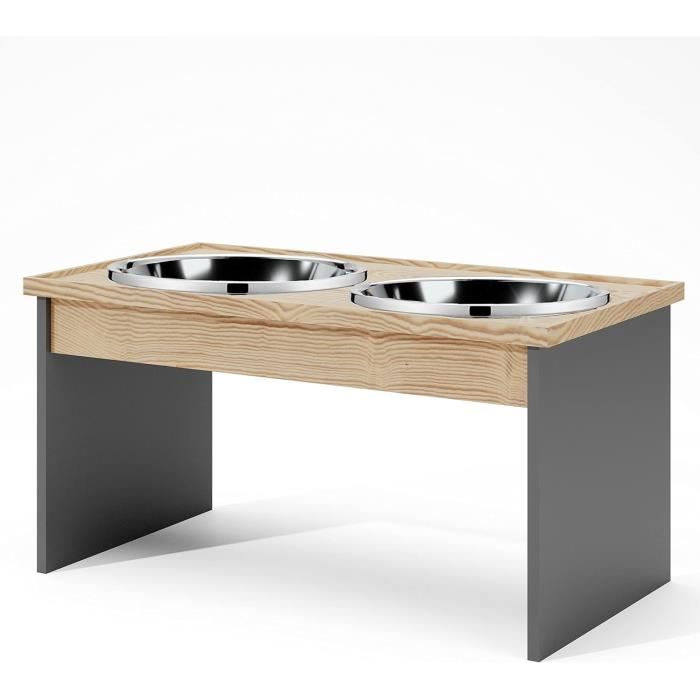 GYMAX Gamelle Chien Surélevée Avec 2 Bols En Acier Inoxydable, 1400 ML