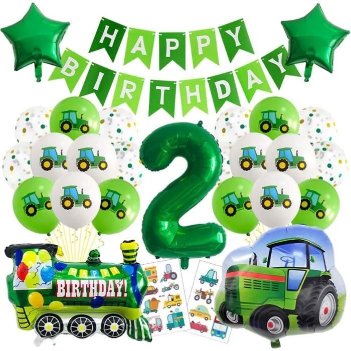 DECORATION ANNIVERSAIRE TRACTEUR 2 Ans, Déco Fete Garcon, XXL Ferme Ballon EUR 28,99 - FR