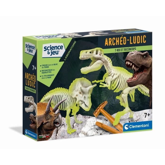 Science et jeu : Archéo ludic : T Rex et Tricératops phosphorescents Clementoni Jeux - vue 2
