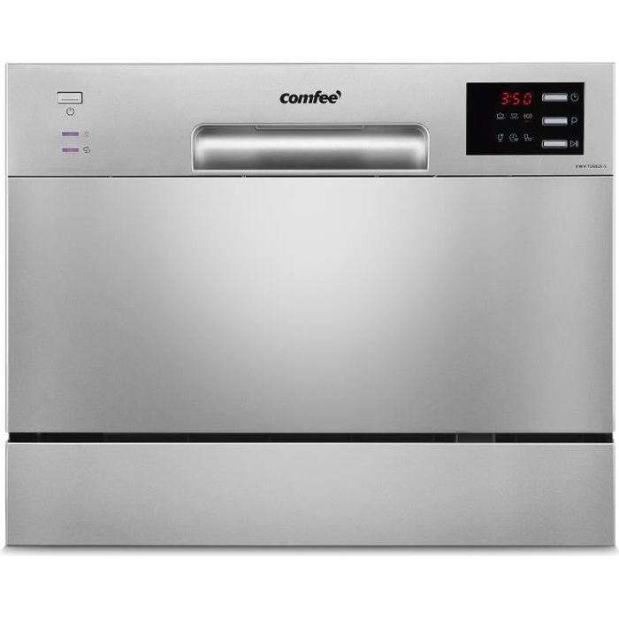 Comfee Lave-vaisselle pose libre TD602E-S L55cm 47db avec 6 couverts 6 programmes Commande tactile Affichage LED Inox - Comfee