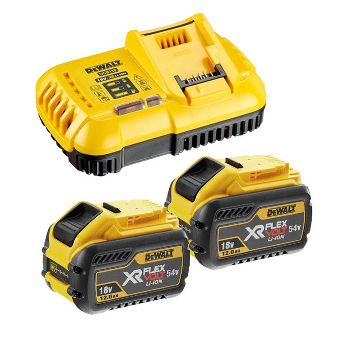 Pack 2 batteries XR Flexvolt 18V54V 12Ah4Ah Li Ion + Chargeur DCB118Y2 QW - vue 2